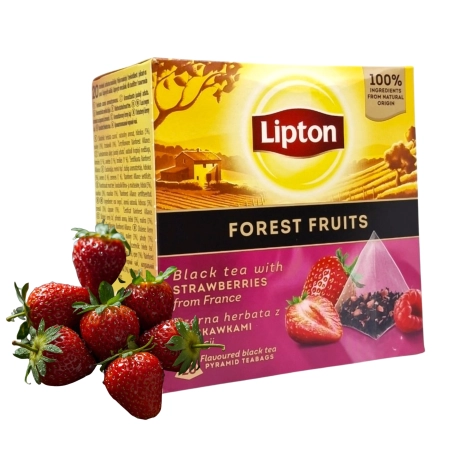 Herbata czarna ekspresowa Lipton z truskawkami z Francji 20 piramidek